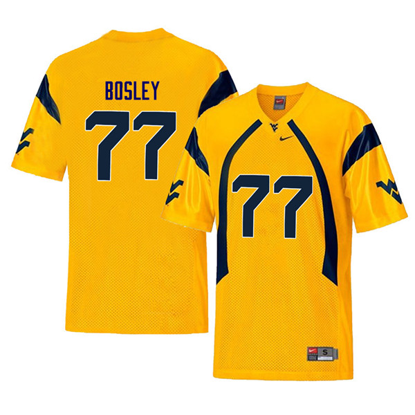 NCAA Men's Bruce Bosley West Virginia Mountaineers Yellow #77 Nike Stitched Football College Retro Authentic Jersey TU23M61FM
